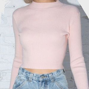 Brandy Melville pink ribbed mock neck